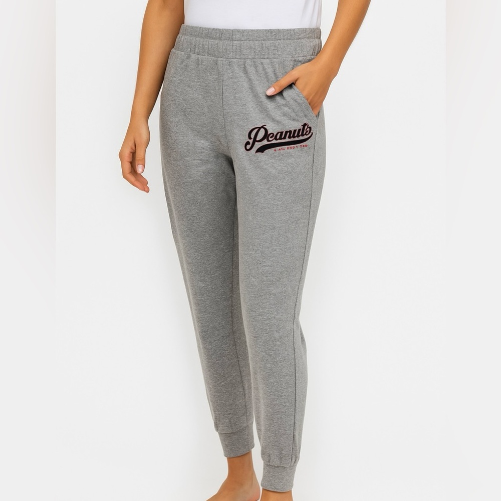 Peanuts Gray Track Pants with Elastic Waistband